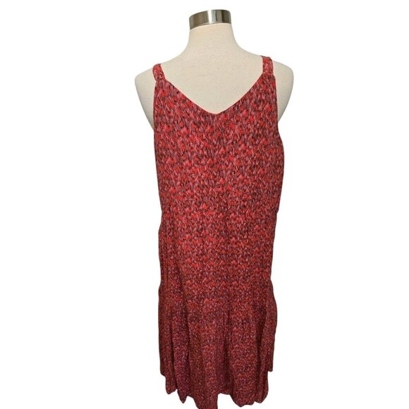 Joie Sleeveless Midi Printed Dress Size Large Red Print Casual - Picture 6 of 8